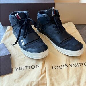 Louis Vuitton Navy and White High-Top Sneakers
